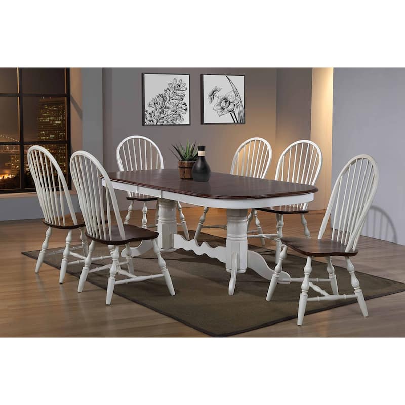 Sunset Trading Windsor Spindleback Dining ChairWhite Chestnut Seat 2
