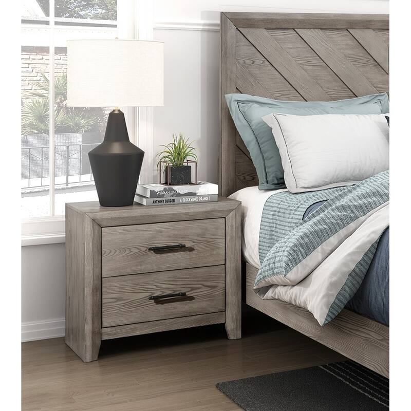 Modern Sleek 2-Drawers Nightstand