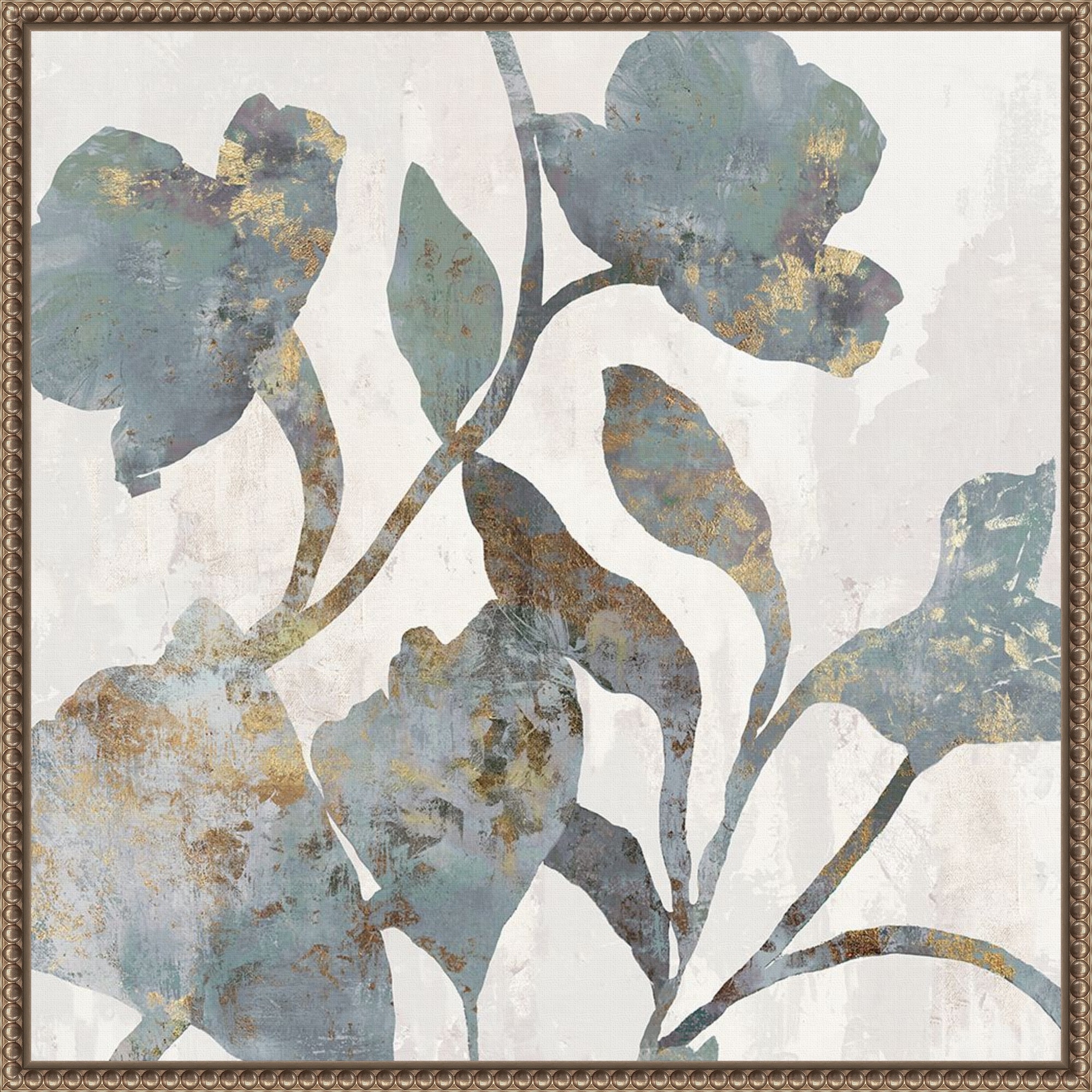 Silhouetted Blooms I by PI Studio Framed Canvas Wall Art Print - Sylvie Beaded Bronze