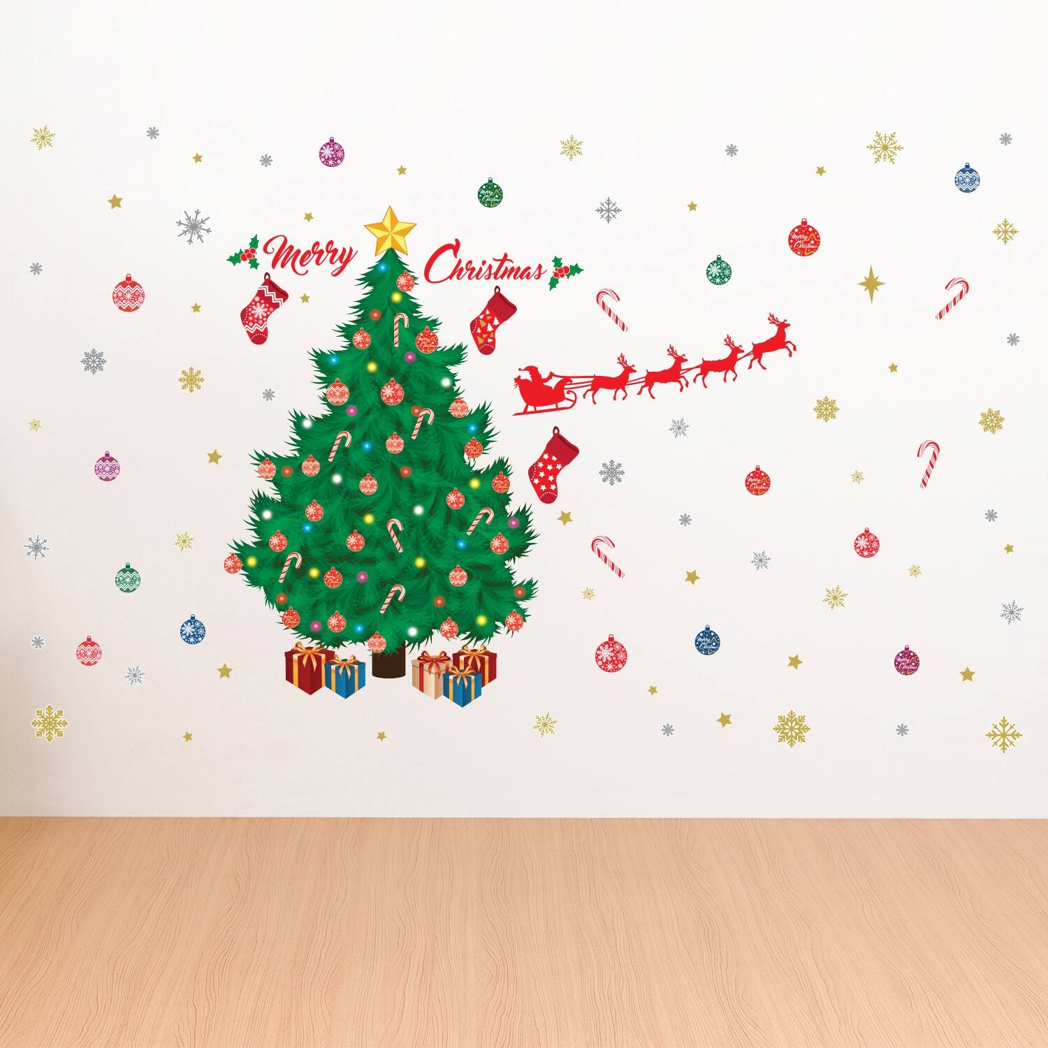 Walplus Santa Christmas Tree Wall Sticker DIY Art Home Decor Decal