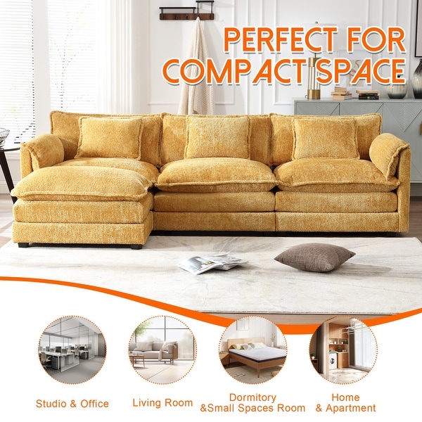 Chenille Fabric L-Shape Comfy Oversized three-seat Modular