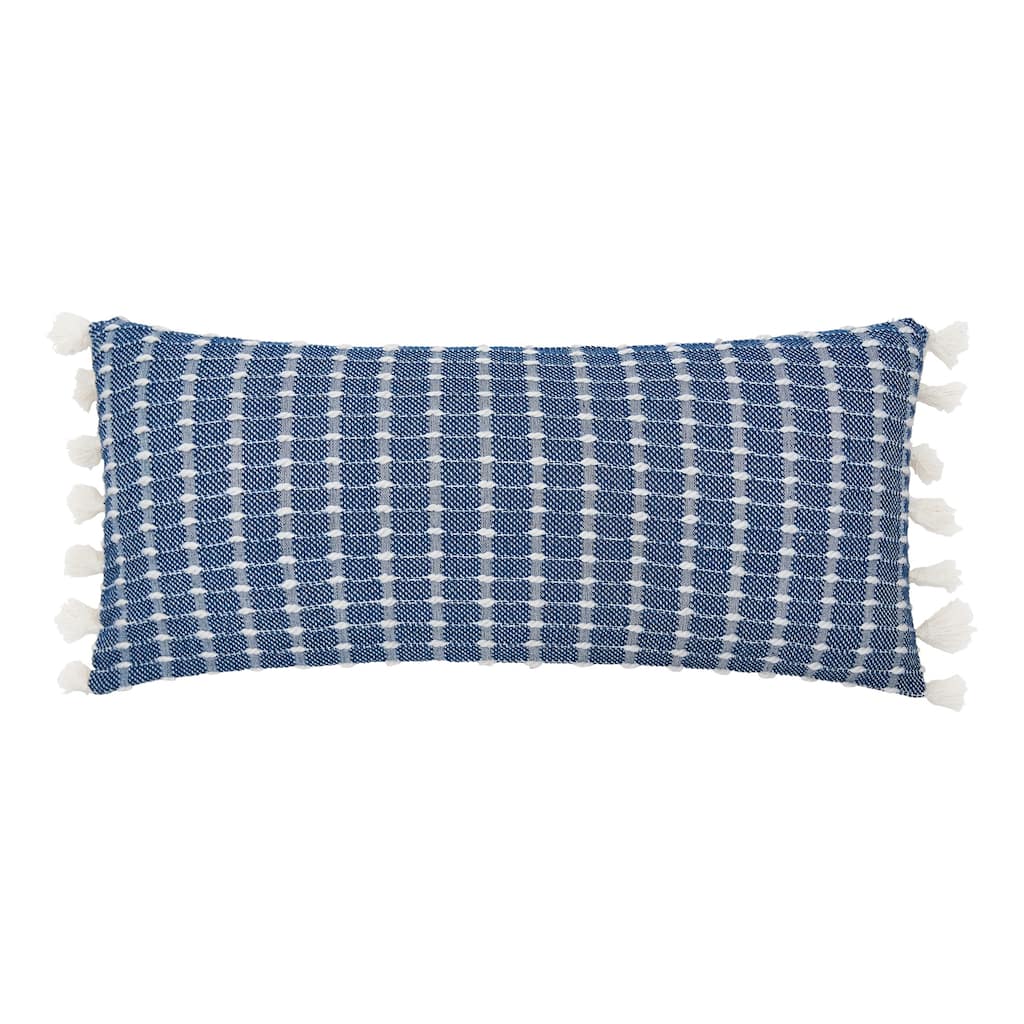 Riley Hand-Loomed Texture and Fringe Cotton Decorative Throw Pillow