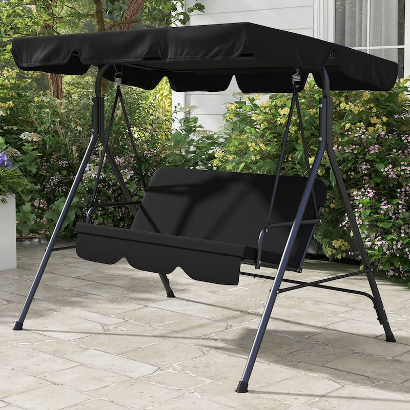 Outsunny 3-Seat Outdoor Patio Swing Chair with Removable Cushion and Adjustable Tilt Canopy for Patio, Garden, Poolside