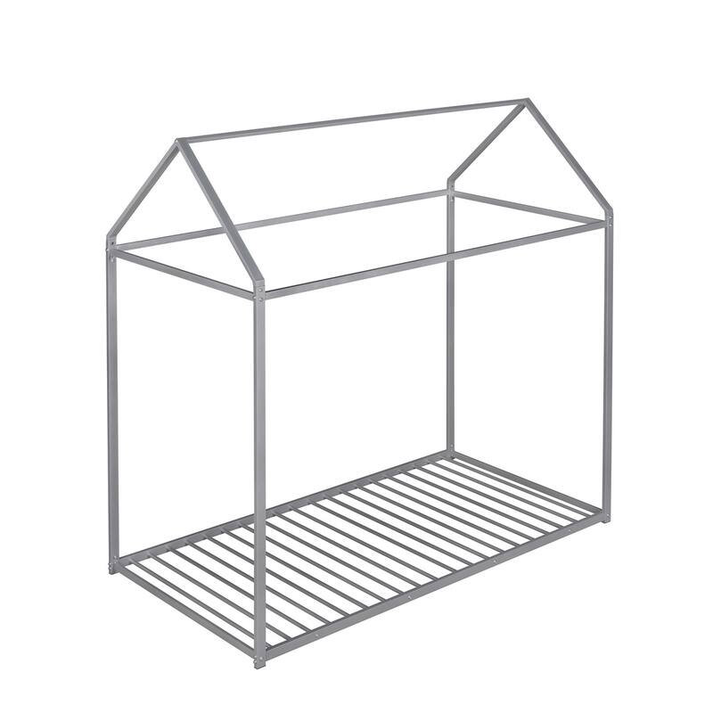 Merax Twin Size Metal House Bed Frame, Floor Bed for Kids