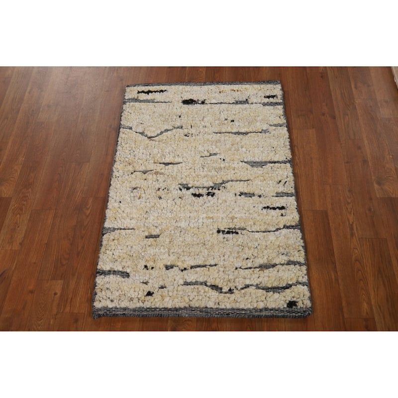Abstract Moroccan Oriental Accent Rug Handmade Wool Carpet - 2'0"x 3'0"