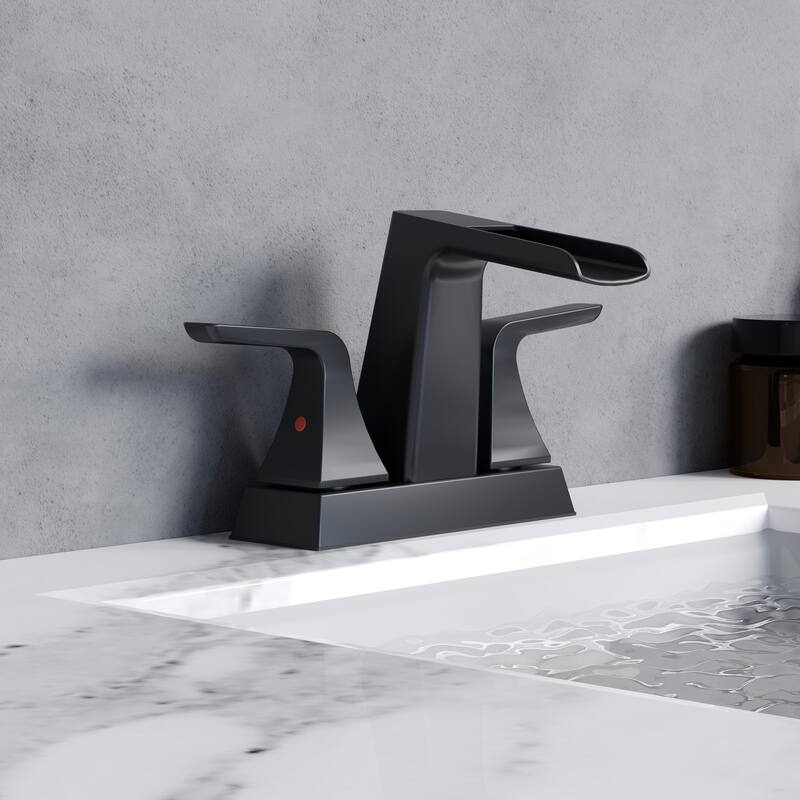 4 in.Centerset 2-Handle Waterfall Spout Bathroom Faucet