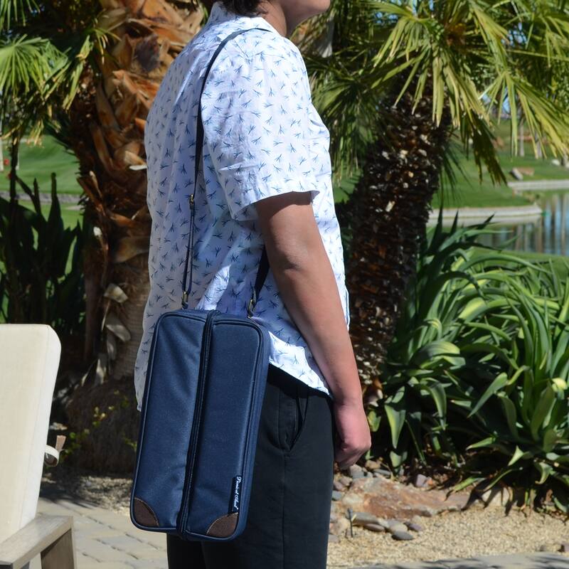 Picnic at Ascot - Insulated Wine Tote with 2 Wine Glasses, Napkins and Corkscrew - Black