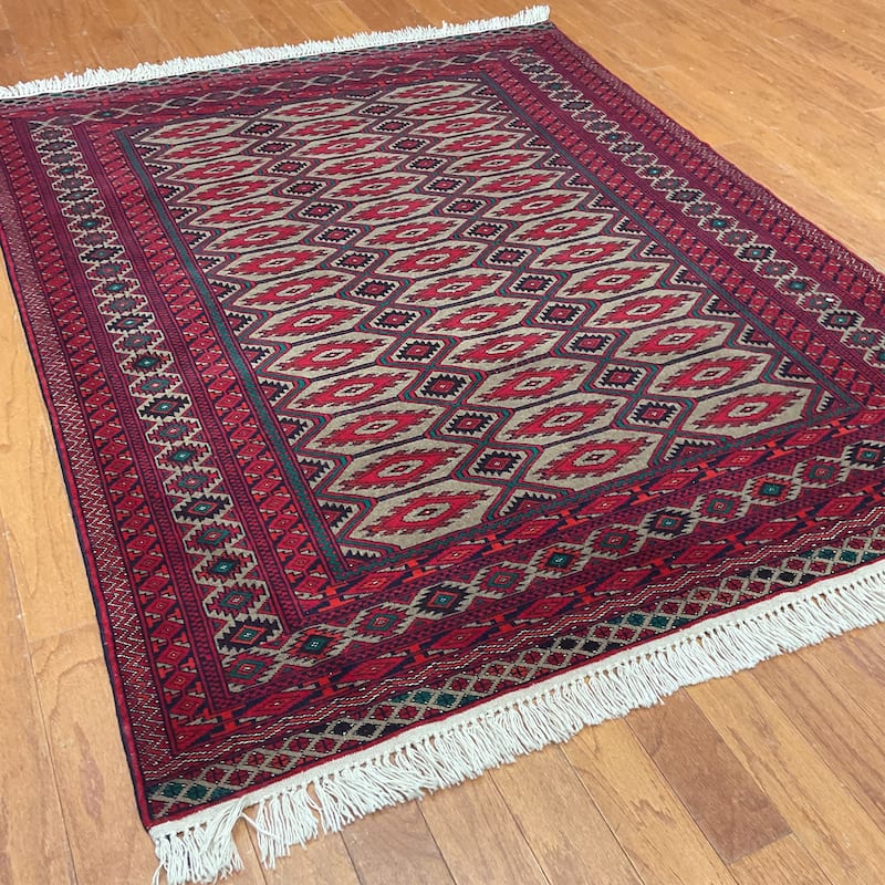 HERAT ORIENTAL Handmade Turkoman Wool Rug - 4'5" x 5'4"