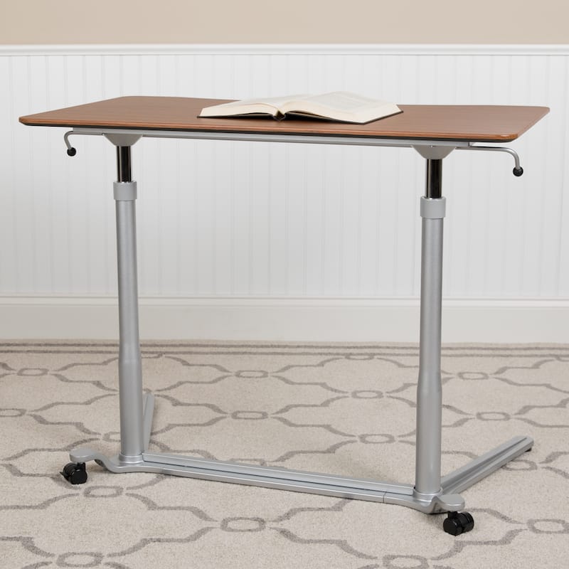 Ergonomic Height-adjustable Standing Computer Desk - Red - Cherry Finish