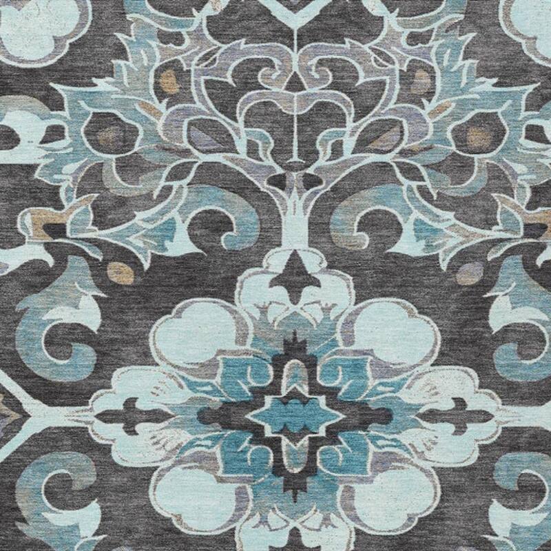 HomeRoots Damask Traditional Rectangle Outdoor Rug