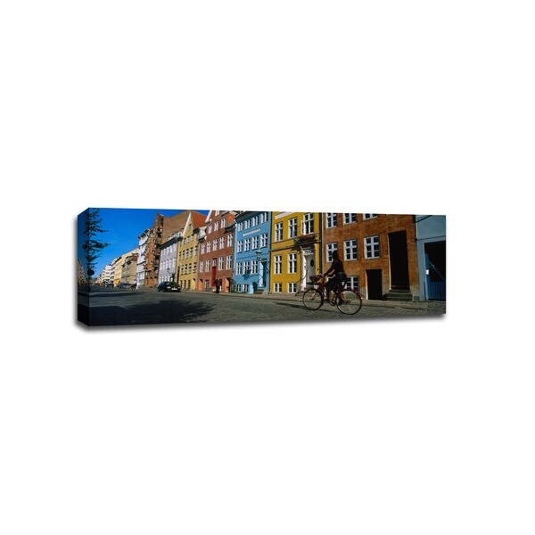 Woman Riding A Bicycle Copenhagen Denmark - Colors - 48x16 Canvas