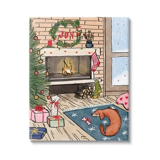 Stupell Cozy Christmas Fireplace Tree Canvas Wall Art by Be Ni La - On ...