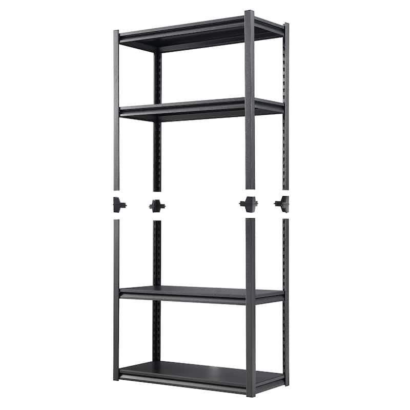 72'' Black Metal Shelves Pantry Organizer Storage Adjustable