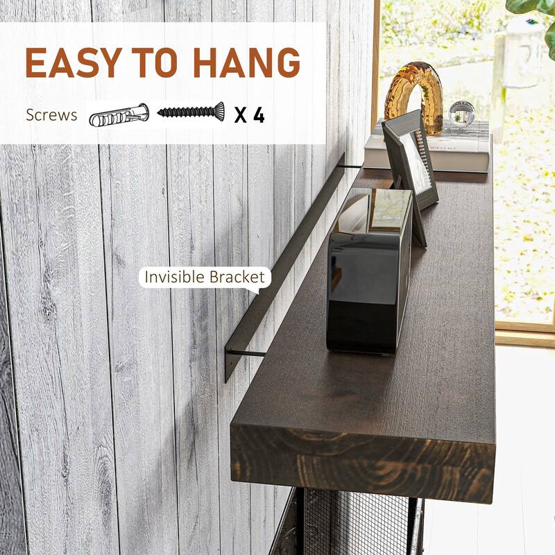 HOMCOM 48 Inch Fireplace Mantel, Floating Farmhouse Solid Fir Wood Shelf, Handmade Heavy Duty Wall Mounted Shelf