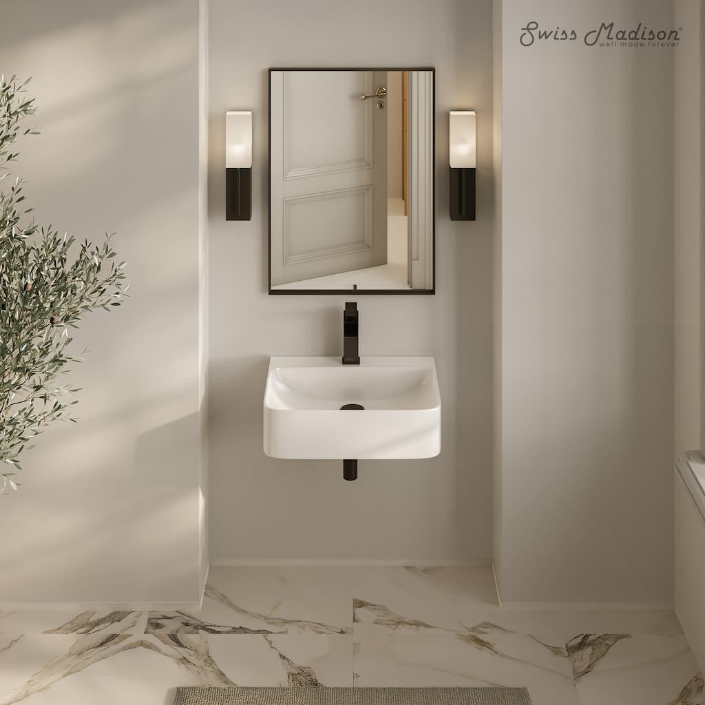 St. Tropez 17" Rectangle Wall-Mounted Sink In Glossy White - 17