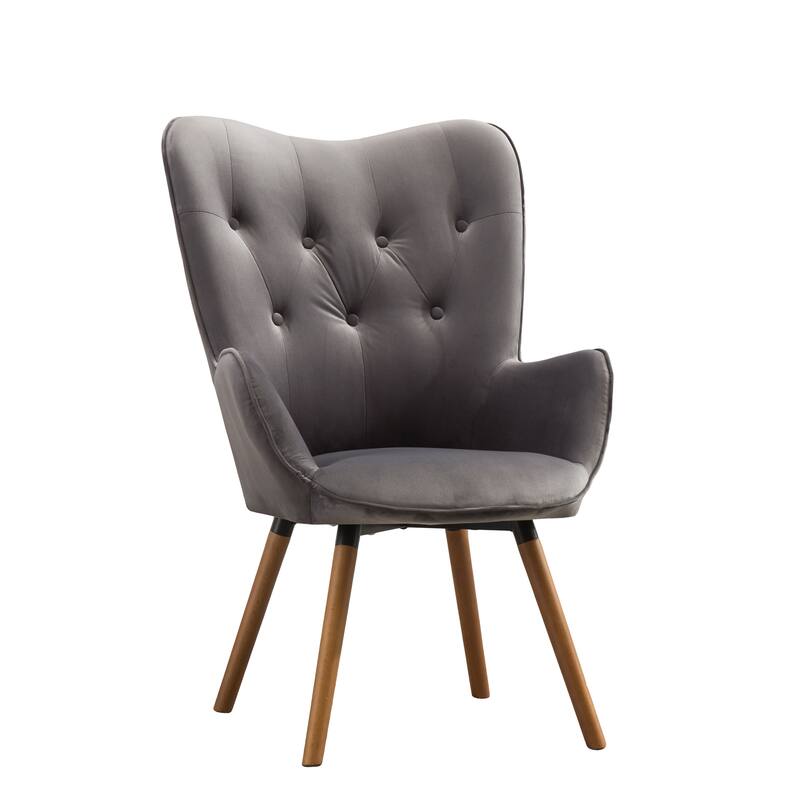 Contemporary Silky Velvet Tufted Button Back Accent Chair