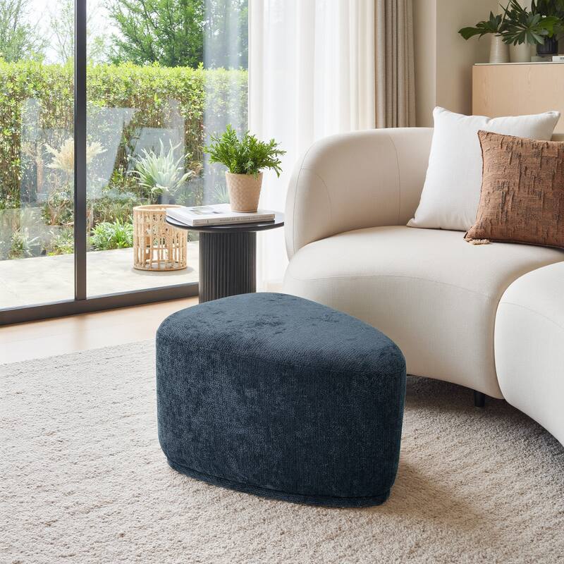 Bonnie 26"/43" W Chenille Small/ Oversized Triangular Cheese Ottoman - Small:26.4"×20"×16" - Navy