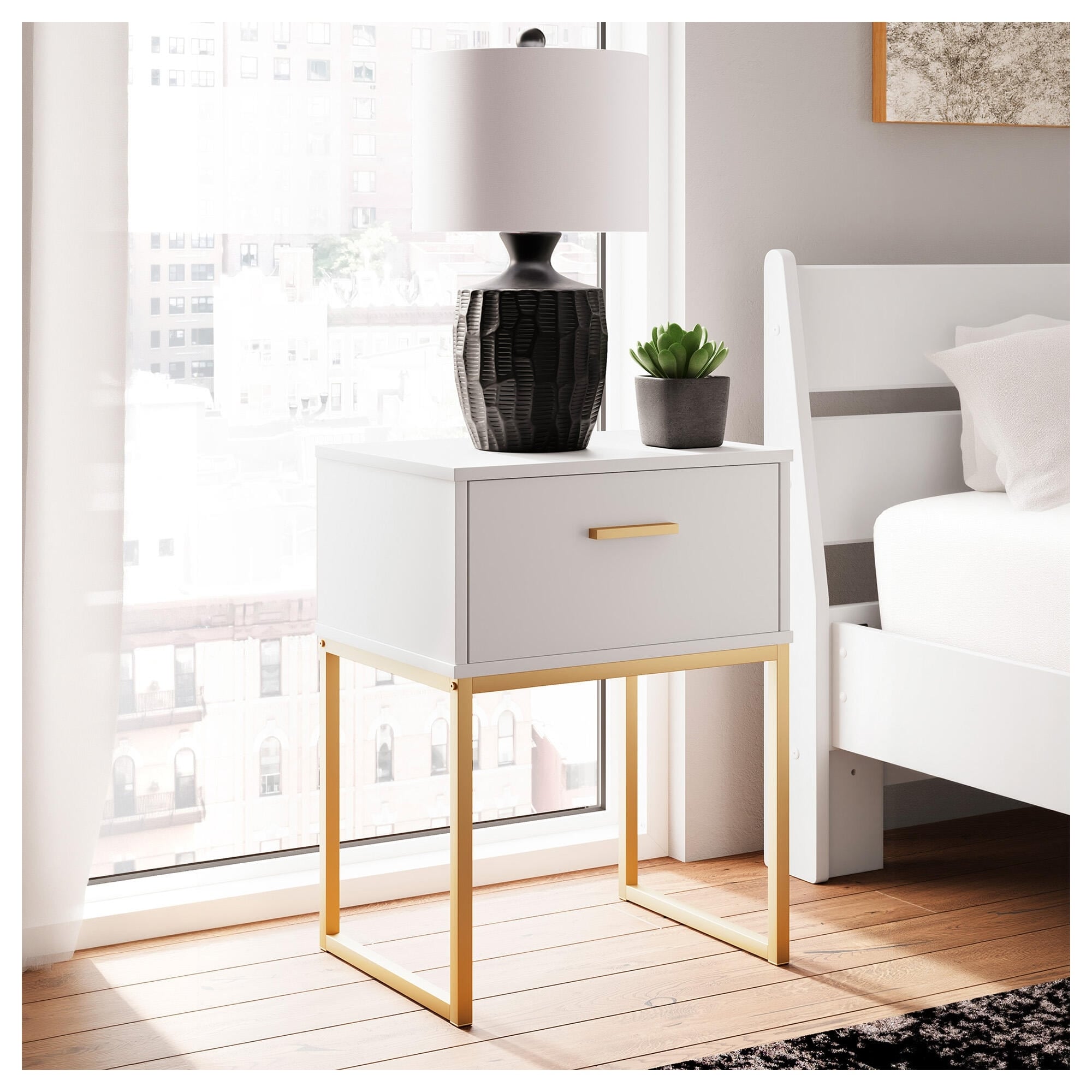 Signature Design by Ashley Socalle White/Gold Nightstand