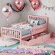 preview thumbnail 2 of 7, Wooden Twin Size Platform Bed with 2-Drawers and Guardrails, Pink