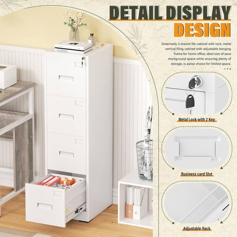 2/4 Drawer Vertical File Cabinet with Lock for Home Office