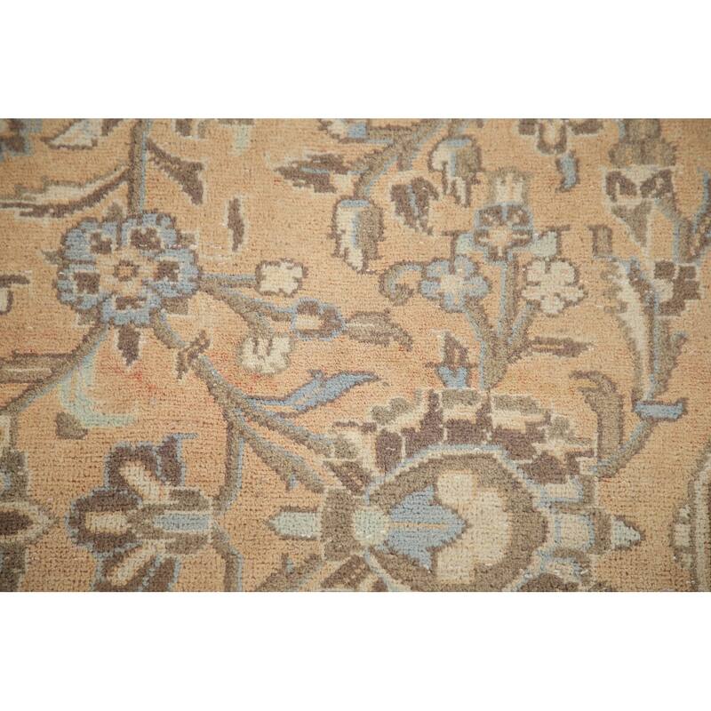 Hand Knotted Oriental 100% Wool Carpet Traditional Floral Peach Kashan Area Rug - 12' 10'' X 9' 4''