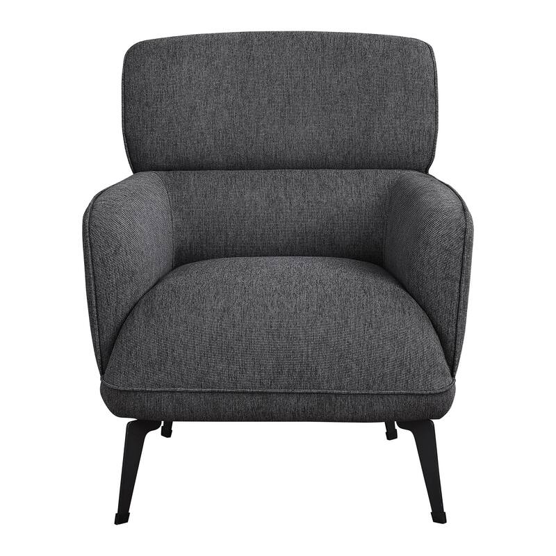 Dup 34 Inch Accent Chair, Cushioned Seat, Rounded Track Arms, Muted Gray
