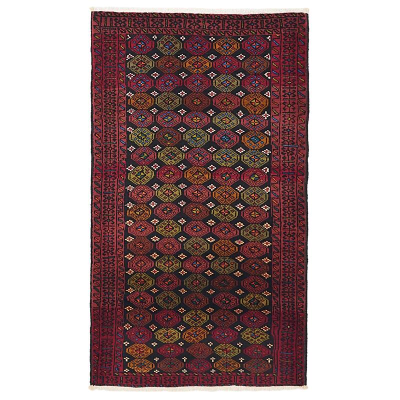 ECARPETGALLERY Hand-knotted Teimani Black, Red Wool Rug - 3'6 x 6'3