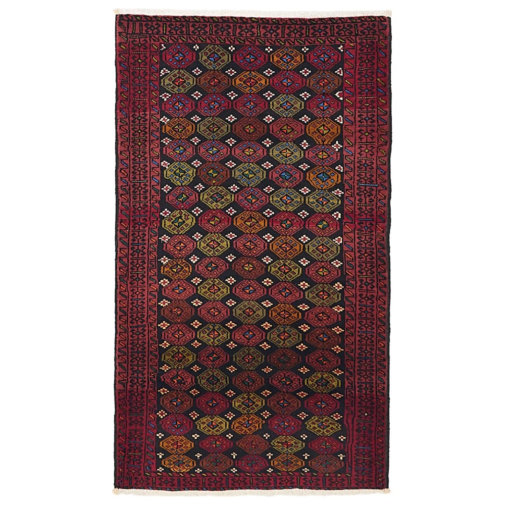ECARPETGALLERY Hand-knotted Teimani Black, Red Wool Rug - 3'6 x 6'3