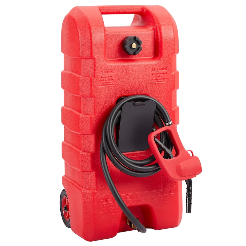 15 Gallon Wheeled Fuel Caddy Container with Manual Pump - 15 Gallons - Red