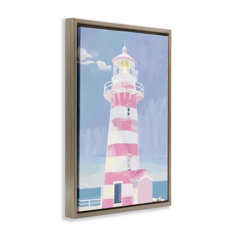 Stupell Muted Coastal Lighthouse Framed Floater Canvas Wall Art Design By Arlington Prints