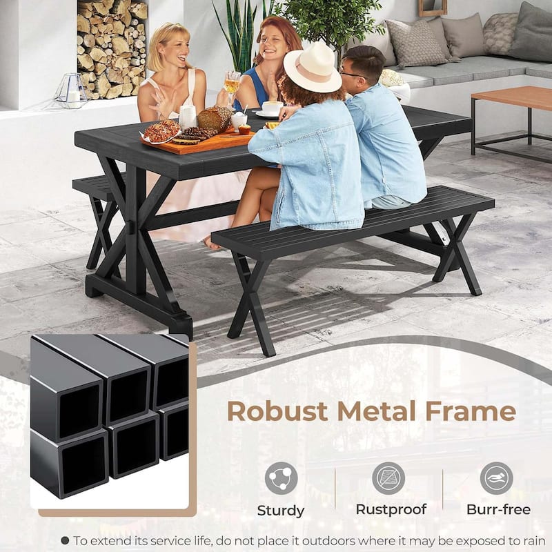 54'' Outdoor Backless Loveseat Patio Metal Bench Heavy-Duty Bench
