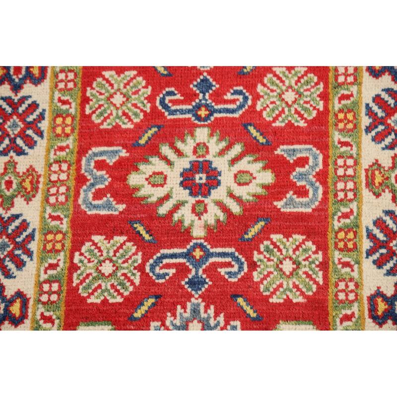 Traditional Geometric Red Kazak Foyer Rug Handmade Wool Carpet - 2'0" x 3'0"