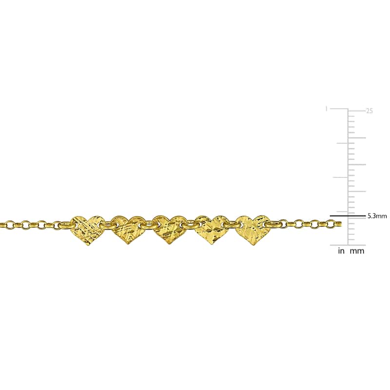 Miadora Heart Center Rolo Chain Necklace in Yellow Plated Sterling Silver