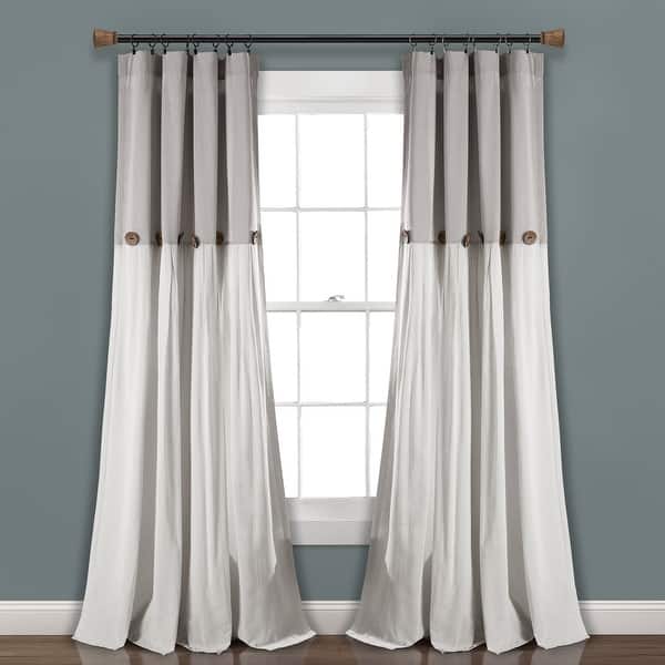 slide 2 of 28, Lush Decor Linen Button New Window Curtain Single Panel - 108" x 40" Gray