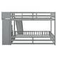 preview thumbnail 34 of 38, Twin Over Full Size Floor Bunk Bed with Slide and Safety Guardrails, Wooden Bunk Bedframe with Storage Staircase and Fence