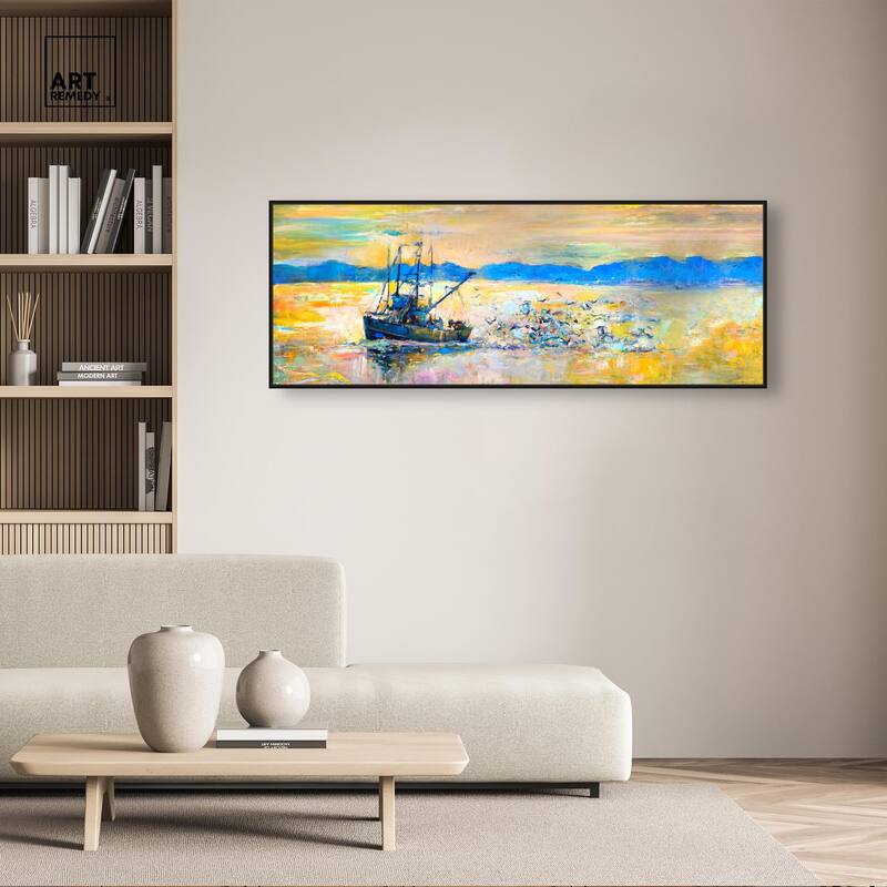 Fresh Catch Boat Panoramic Canvas by Art Remedy