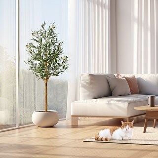 Artificial Olive Tree 5FT(60in) Tall Faux Silk Olive Trees - Green ...