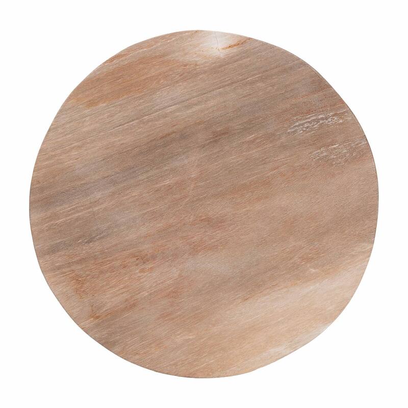 Ziva End Table with Petrified Wood Top - Pedestal Accent Side Table for Living Room or Entryway