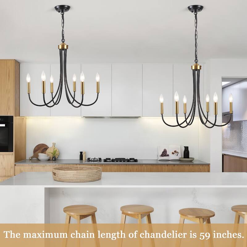 6-Light Candlestick Hanging Linear Chandelier Lighting for Kitchen Island