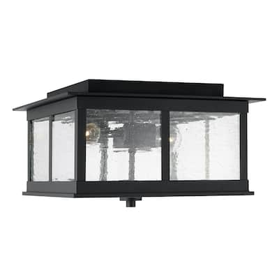 Barrett 13" 3-light Outdoor Flush Mount w/ Antiqued Glass