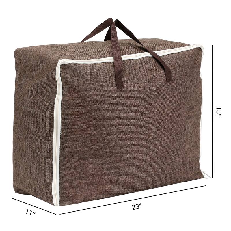 1 Pack Foldable Clothes Storage Bags with Handles for Organizing Bedroom, Clothing, Comforter, Closet Organizers and Storage - Coffee - 23*11*18in