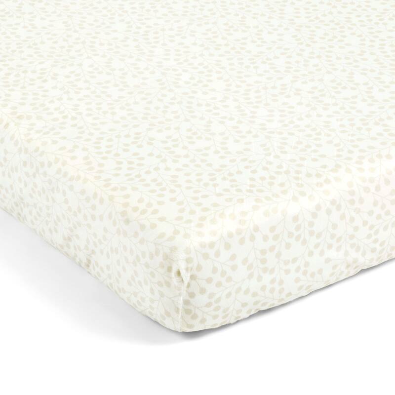 Lush Decor Baby Farmhouse Leaf Branch Soft & Plush Fitted Crib Sheet - 52"x 28" x 9" - Neutral