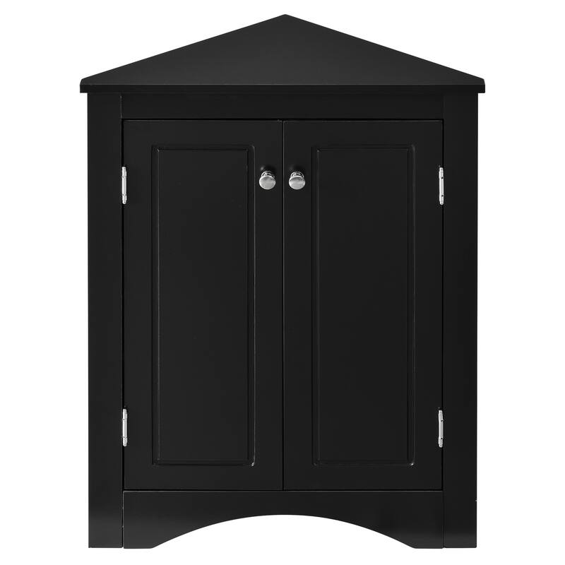 GDFStudio - Triangle Corner Storage Cabinet with Adjustable Shelves, Freestanding Floor Cabinet