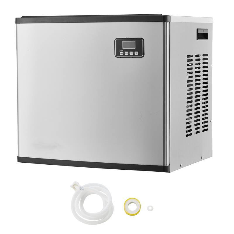 Silver Stainless Steel Commercial Ice Maker with 360 lbs Daily Output and Self Cleaning - 22.2 x 17.6 x 20 in