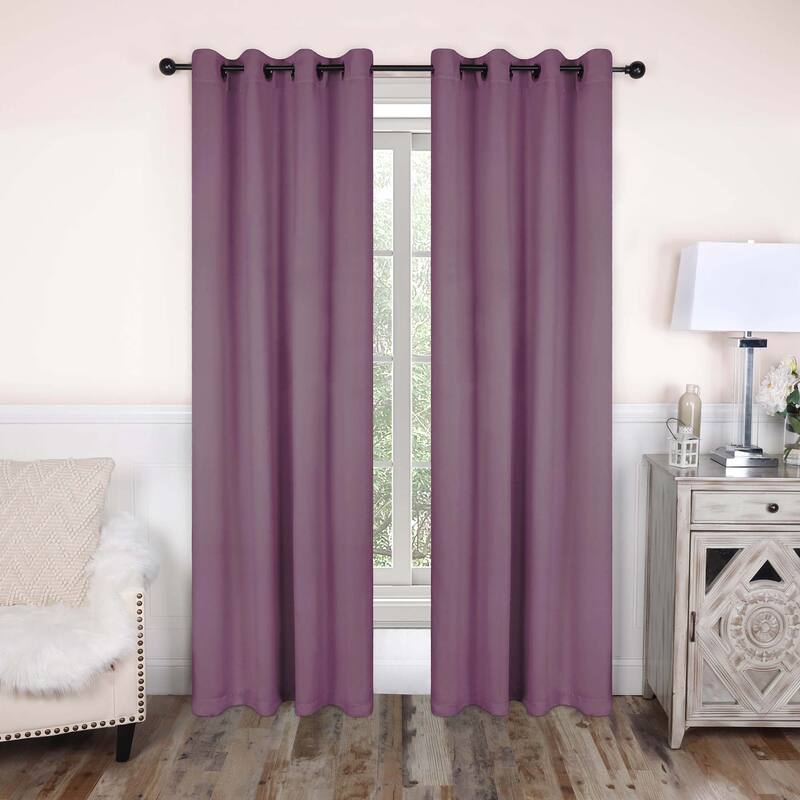 Superior Solid Machine Washable Room Darkening Grommet Curtains, Set of 2