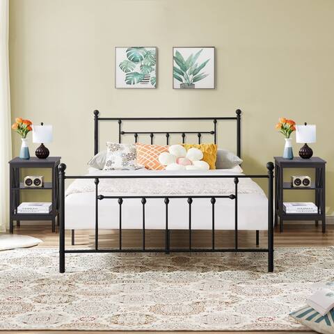 Taomika 3 Pieces Modern Bedroom Sets with Black Platform Bed Frame