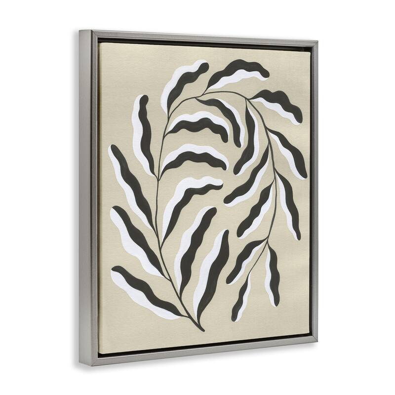 Stupell Curved Blooming Botanical Framed Floater Canvas Wall Art Design By Grace Popp