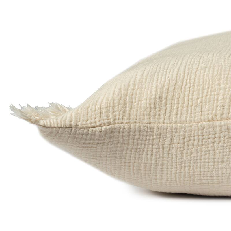 Sevita Solid Turkish Cotton Fringed Throw Pillow