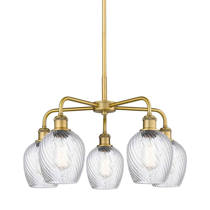 Innovations Lighting 516-5CR-15-23 Salina Chandelier Salina 5 Light - Brushed Brass / Clear Spiral Fluted