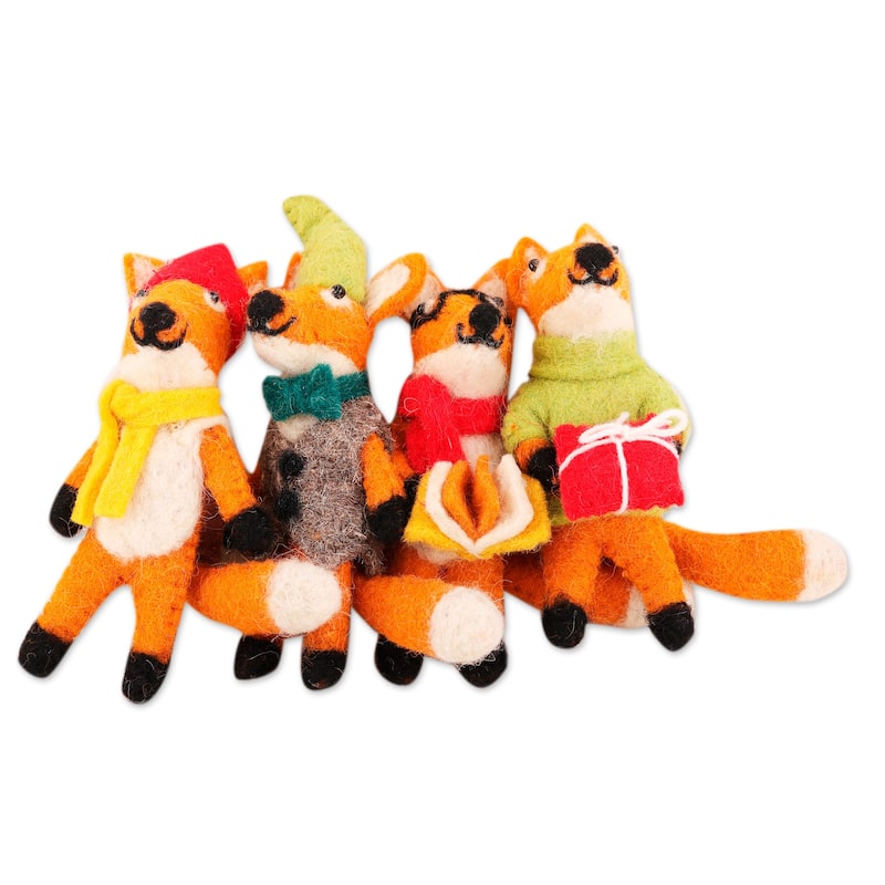 Novica Handmade Fantastic es Wool Felt Ornaments (Set Of 4)